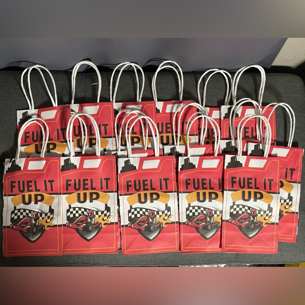 Bundle 37 Pieces Race Car Fuel Treat Bags Boxes Racing Car Party Goodie Bags